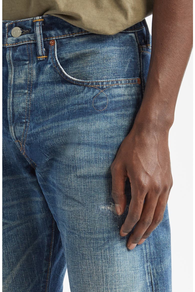 Slim Fit Rip & Repair Selvedge Bootcut Jeans, Alternate, color, SUTTON WASH