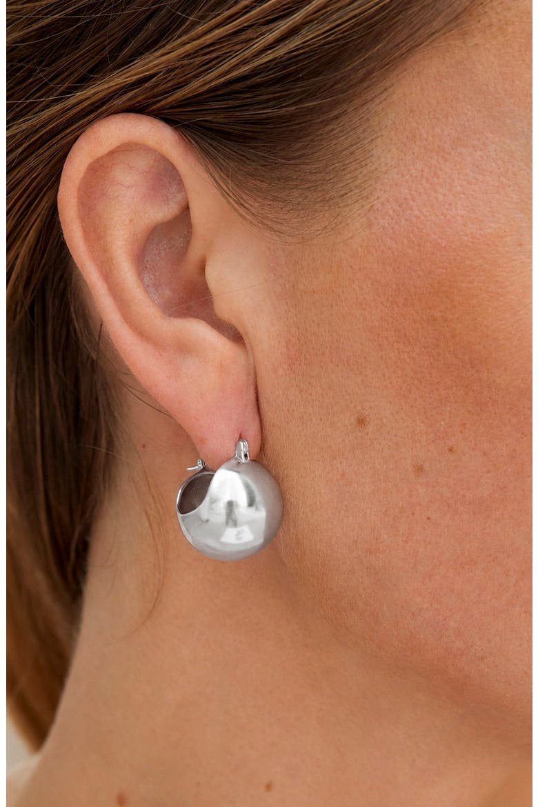 Puffy Sphere Huggie Hoop Earrings, Alternate, color, WHITE