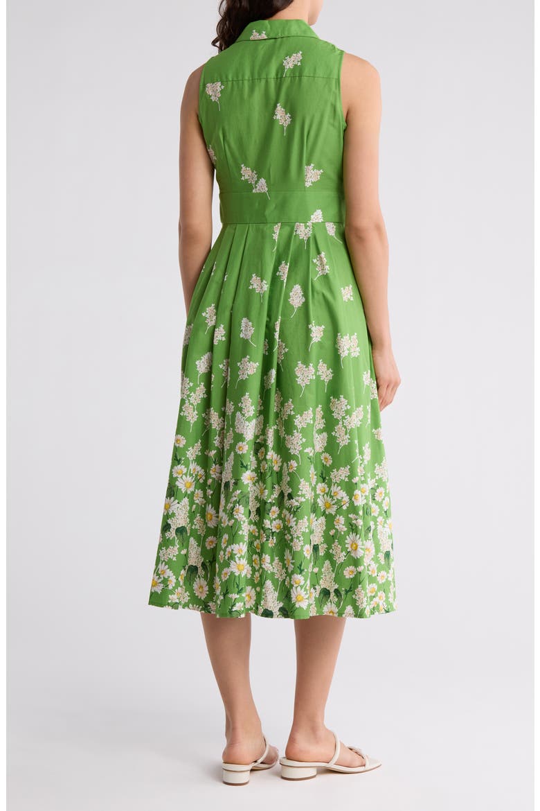 Floral Sleeveless Cotton Shirtdress, Alternate, color, TEA TREE M
