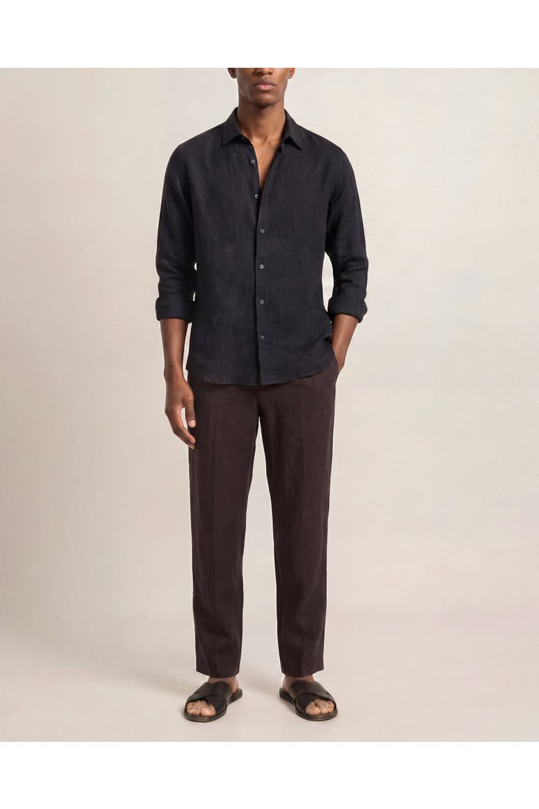 Giles Lino Tailored Fit Italian Linen Shirt, Main, color, Pietra Grey