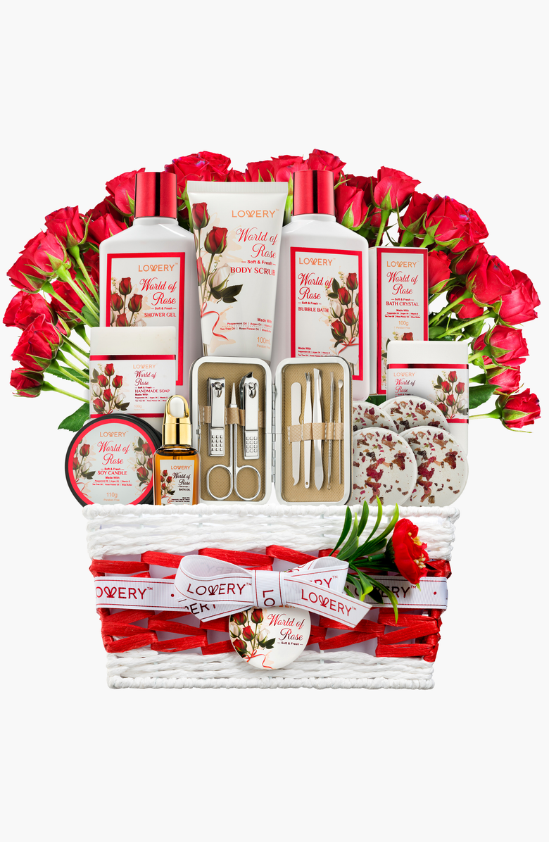 Lovery Red Rose 35pc Stress Relief Skincare Kit, Main, color, Red Rose