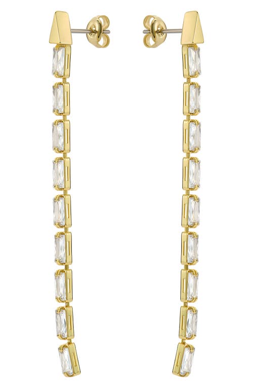 Ted Baker Isalie Cubic Zirconia Baguette Linear Drop Earrings In Gold Tone/clear Crystal