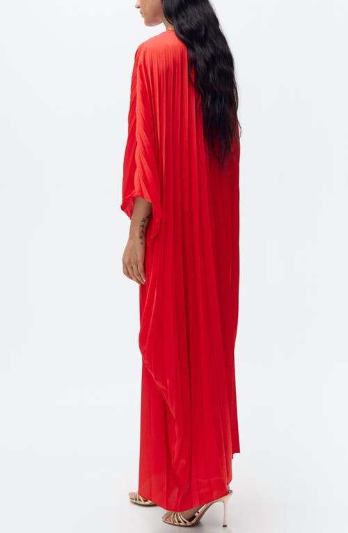 Mango Pleated Flared Maxi Dress In Red