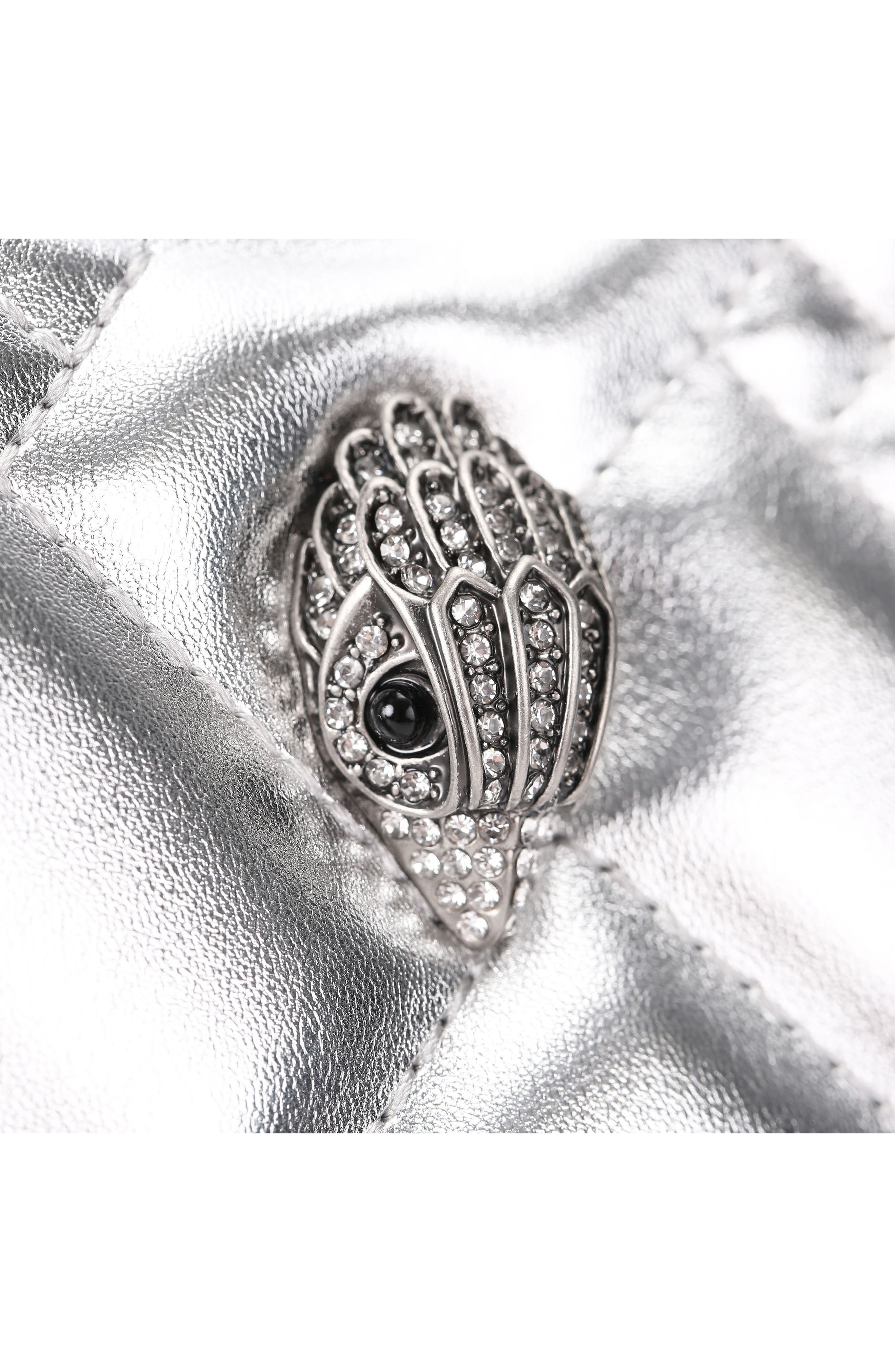 Kurt Geiger London Micro Heart Leather Crossbody Bag, Alternate, color, Silver