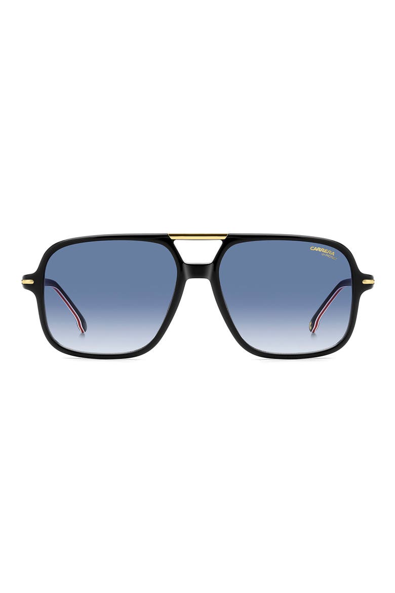 58mm Navigator Sunglasses, Main, color, BLACK GOLD/ DARK BLUE SF