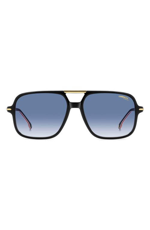 Carrera Eyewear 58mm Navigator Sunglasses in Black Gold/Dark Blue Sf 