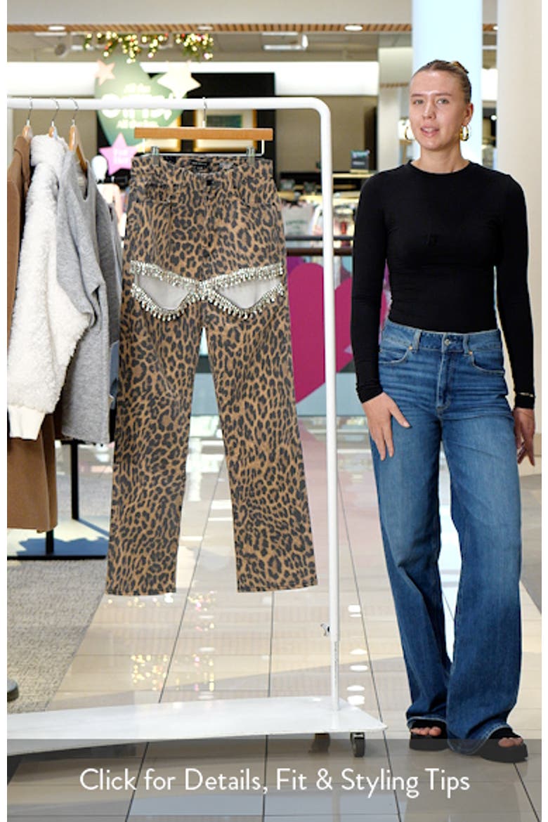 Good Icon Crystal Embellished Cutout Straight Leg Jeans video