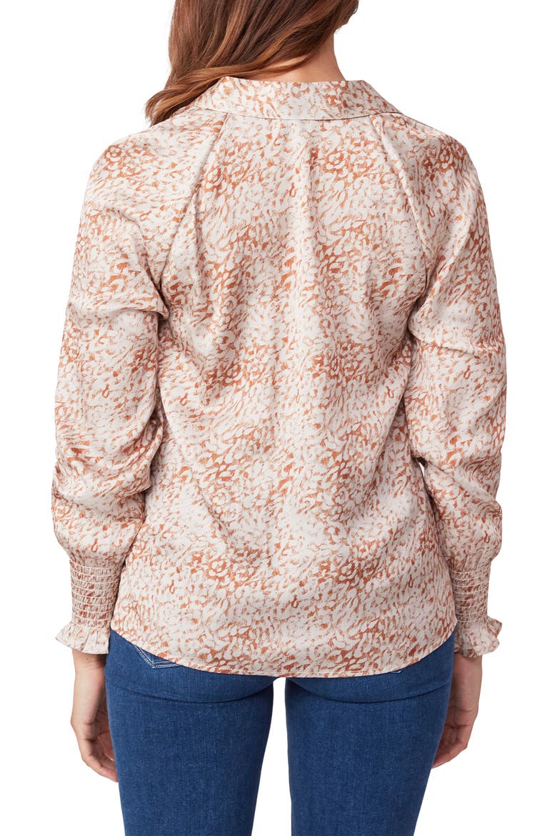 Sayven Abstract Floral Long Sleeve Blouse, Alternate, color, ECRU/ MELON