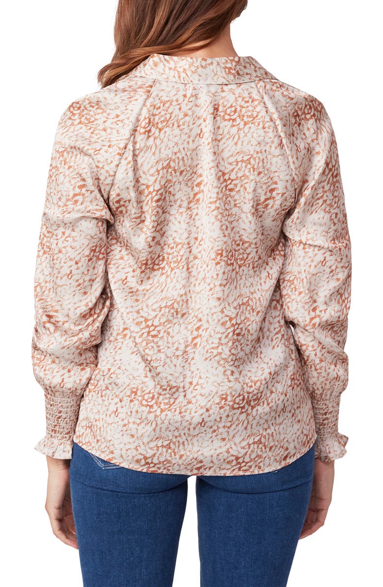 PAIGE Sayven Abstract Floral Long Sleeve Blouse, Alternate, color, Ecru/ Melon