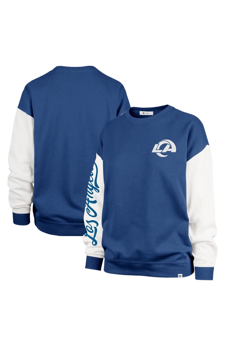 '47 Women's '47 Royal Los Angeles Rams Double Header Rise Andie Pullover Sweatshirt, Alternate, color, Royal