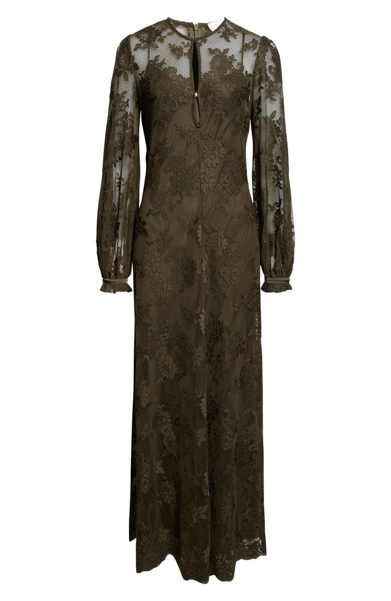 Zimmermann Memento Long Sleeve Lace Maxi Dress, Alternate, color, Olive