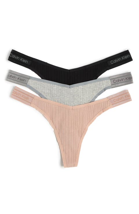 Refined Ribbed Thongs - Pack of 3
