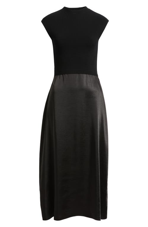 Hugo Boss Boss Ferdolini Mixed Media Midi Dress In Black