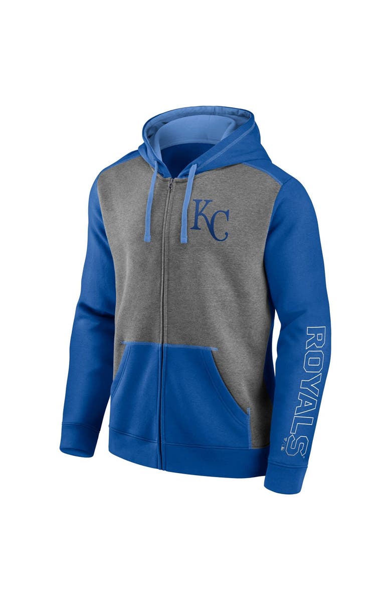 FANATICS Men's Fanatics Branded Royal/Heathered Gray Kansas City Royals Expansion Team Full-Zip Hoodie, Alternate, color,
