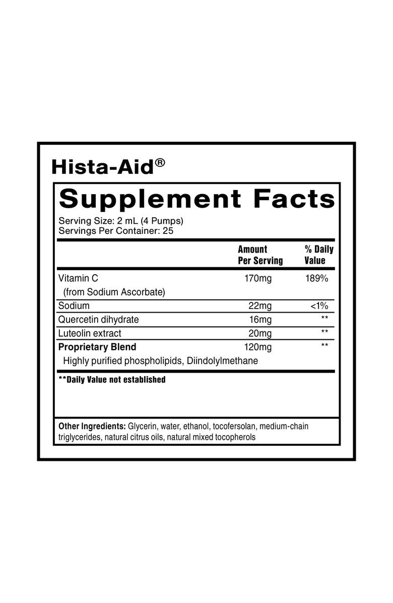 Quicksilver Scientific Nanoemulsified Hista-Aid Vitamin C Quercetin and Luteolin Liquid Supplement, Alternate, color, NO COLOR