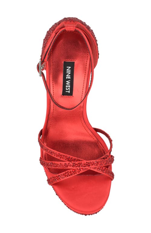 Nine West Lartay Platform Ankle Strap Sandal In Red