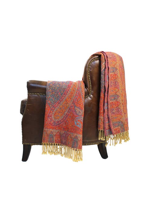 Marrakesh Paisley Wool Jacquard Throw - Burnt Orange