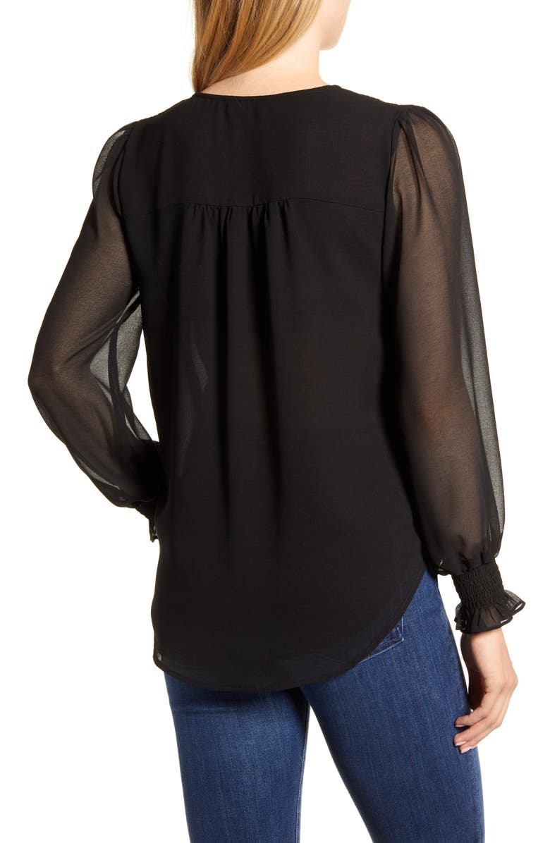 1.STATE Smocked Detail Button-Up Blouse, Alternate, color, 