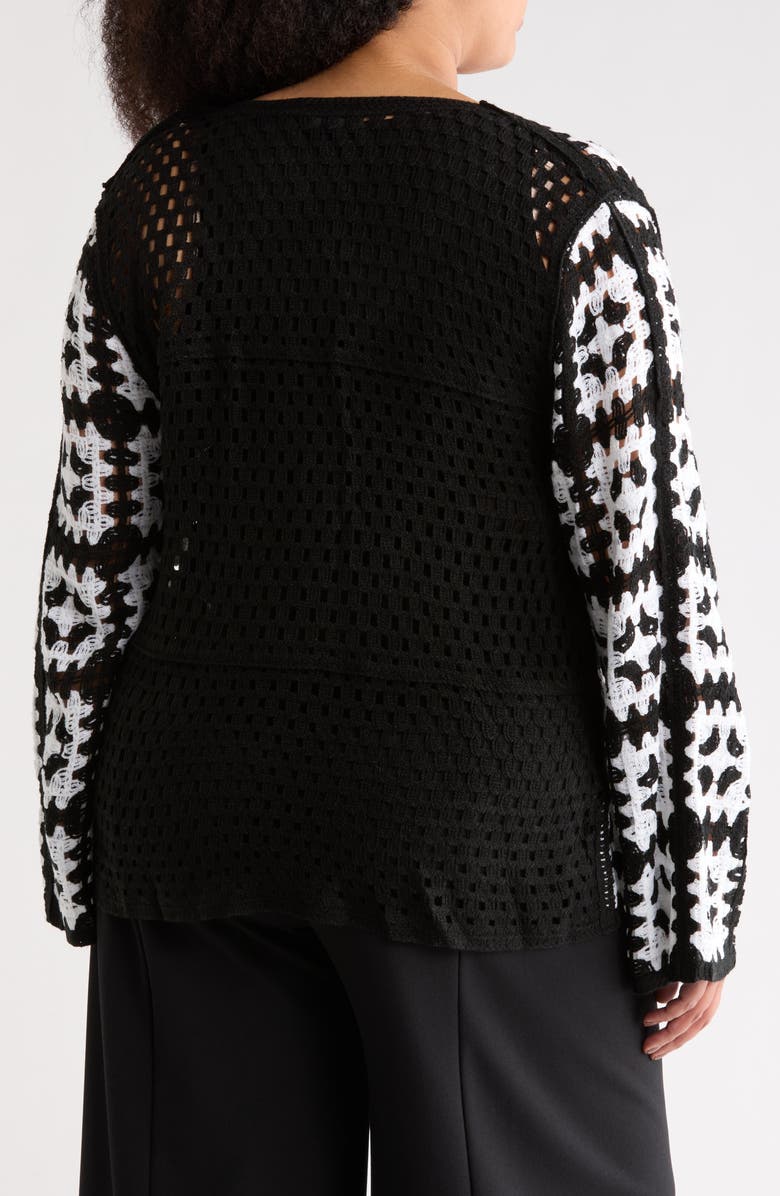 Forgotten Grace Granny Square Crochet Top, Alternate, color, Black/ Ivory