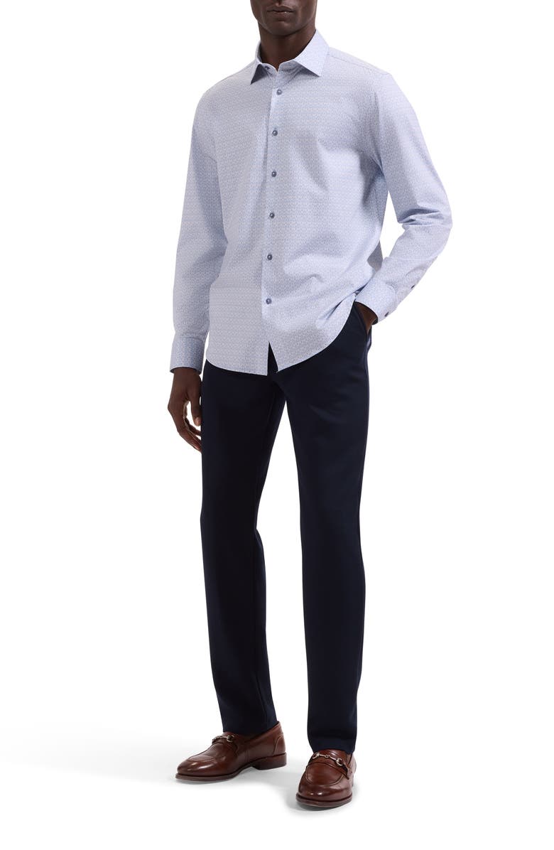 Bugatchi Jimmy OoohCotton<sup>®</sup> Dash Print Button-Up Shirt, Alternate, color, Air Blue
