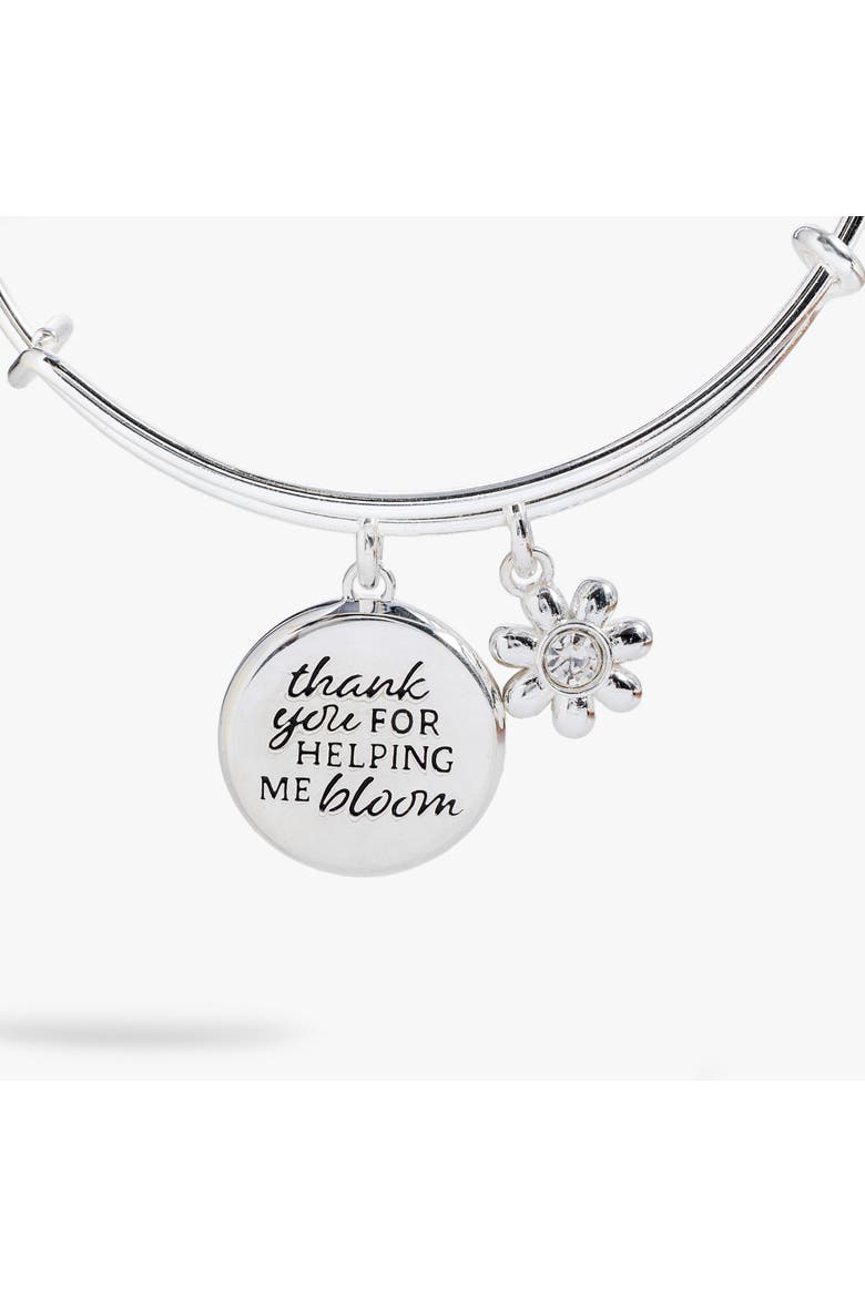 Thank You For Helping Me Bloom' Charm Bangle, Alternate, color, Silver