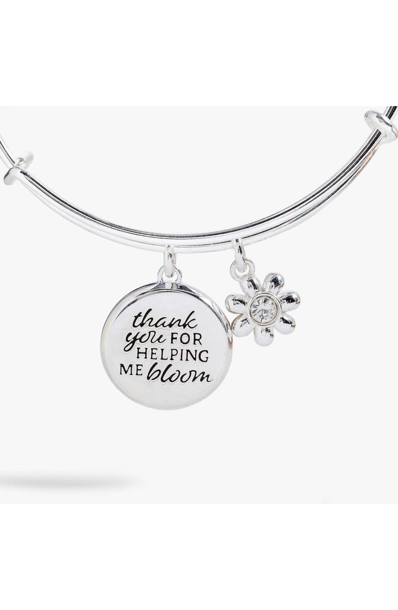 Alex and Ani Thank You For Helping Me Bloom' Charm Bangle, Alternate, color, Silver