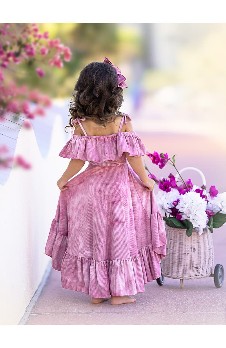 Mia Belle Girls Girls Rosewood Tie-Dye Hi-Lo Ruffle Dress, Alternate, color, Pink