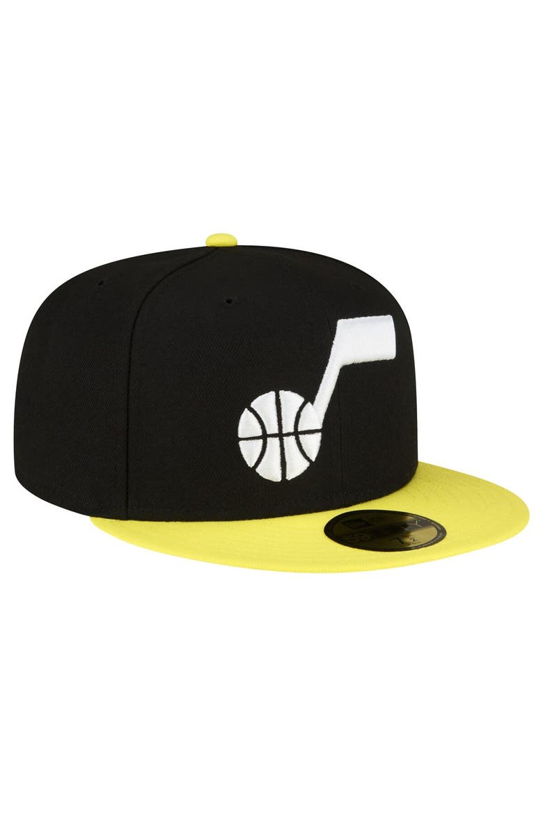 Men's New Era Black/Yellow Utah Jazz 2-Tone 59FIFTY Fitted Hat, Alternate, color, Black