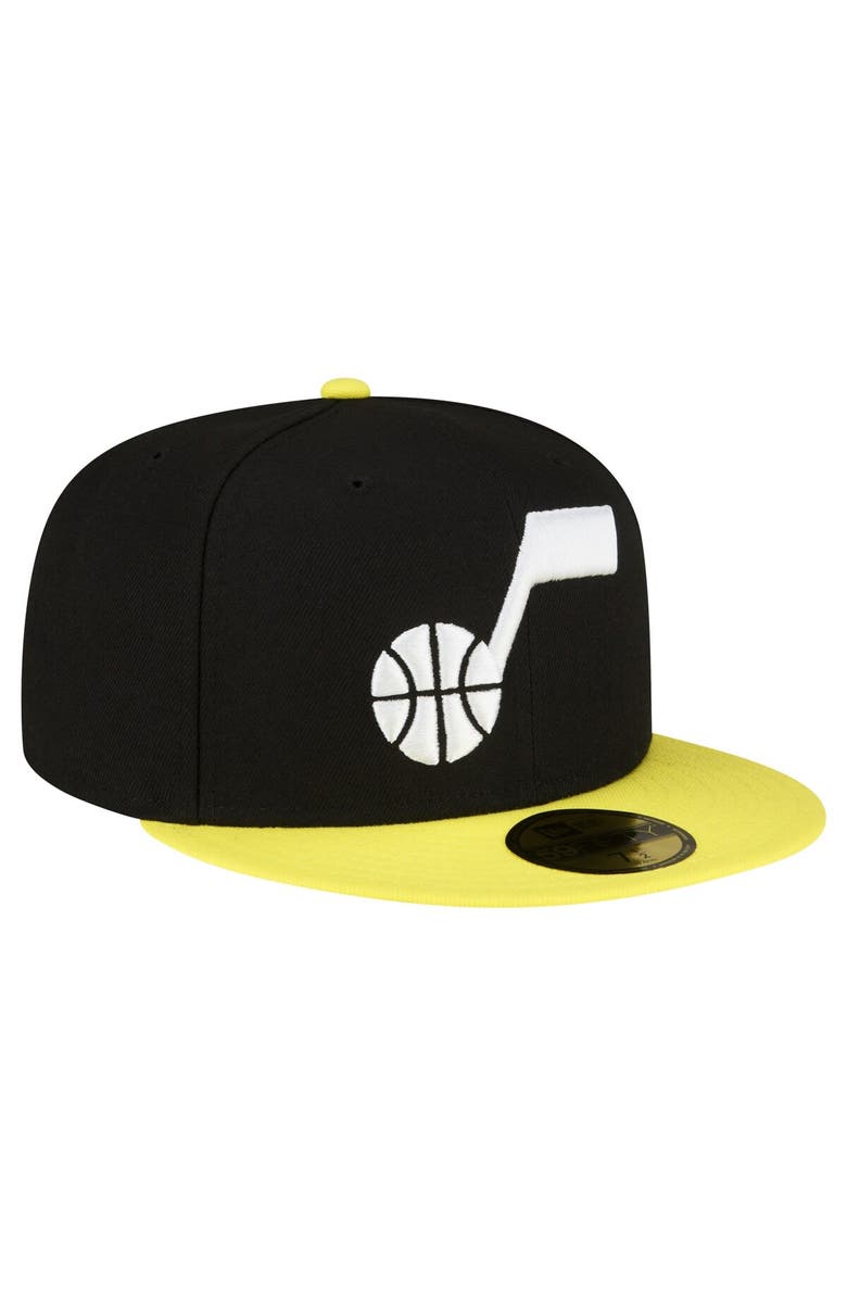 New Era Men's New Era Black/Yellow Utah Jazz 2-Tone 59FIFTY Fitted Hat, Alternate, color, Black