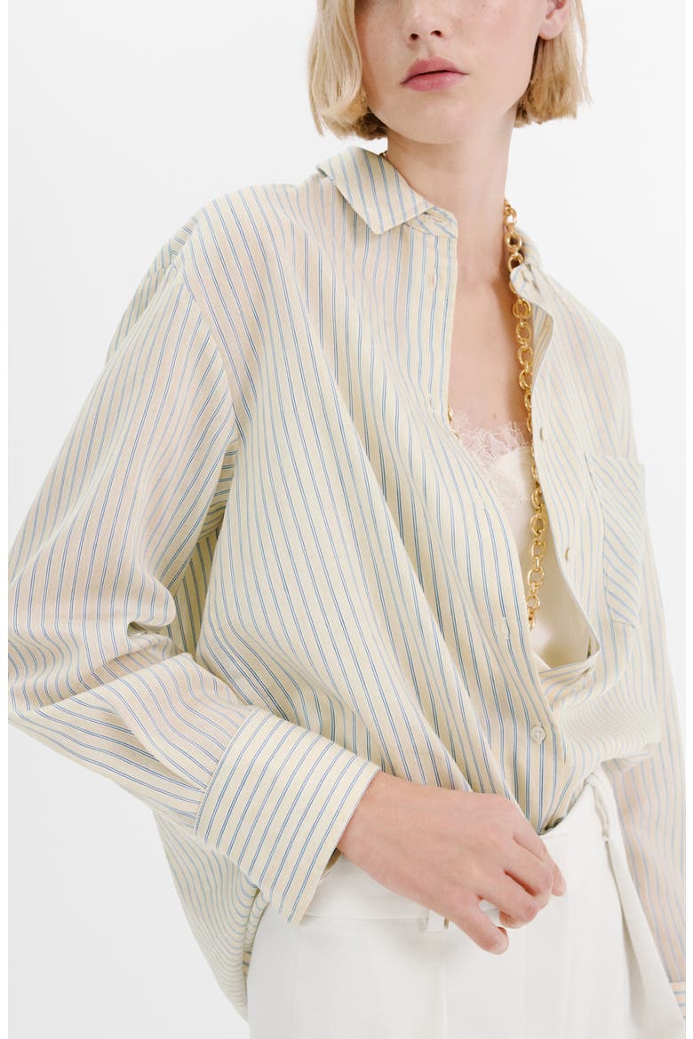 Stripe Oversize Button-Up Shirt, Main, color, PASTEL YELLOW
