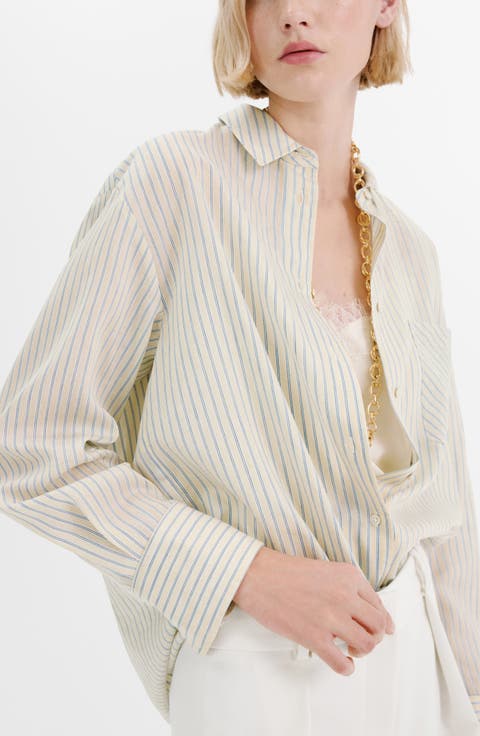 Stripe Oversize Button-Up Shirt