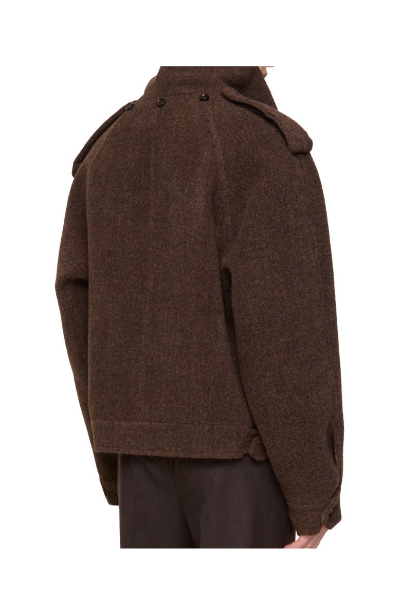Burberry Detachable Scarf Wool Blend Jacket, Alternate, color, Ginger Brown