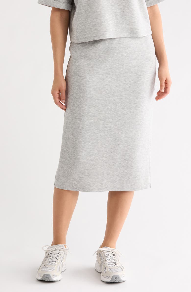NORDSTROM RACK Scuba Midi Skirt, Main, color, Grey Heather