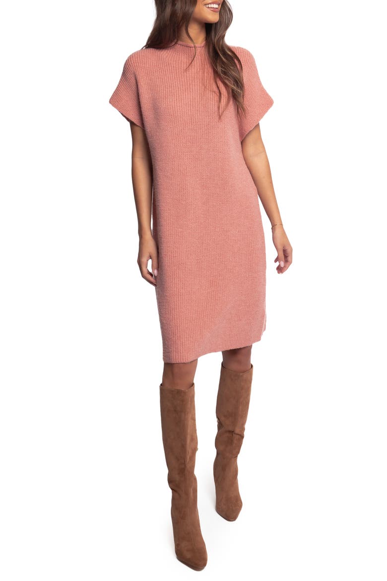 Wright Mock Neck Sweater Dress, Main, color, PINK