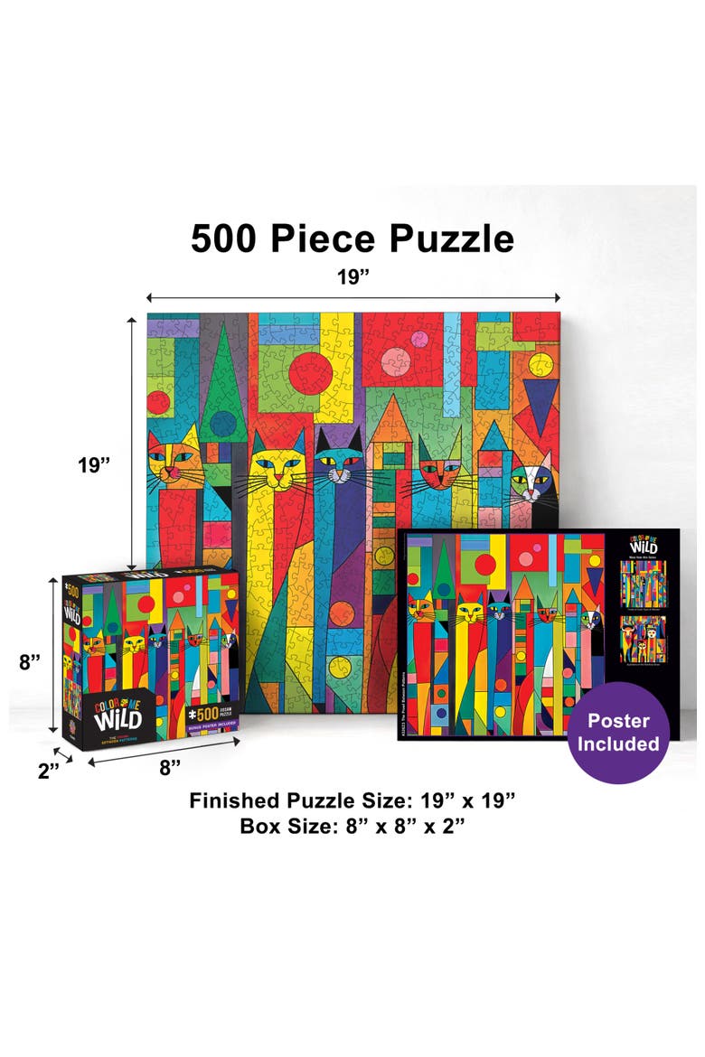 Prowl Between Patterns 500 Piece Puzzle, Alternate, color, Multicolor