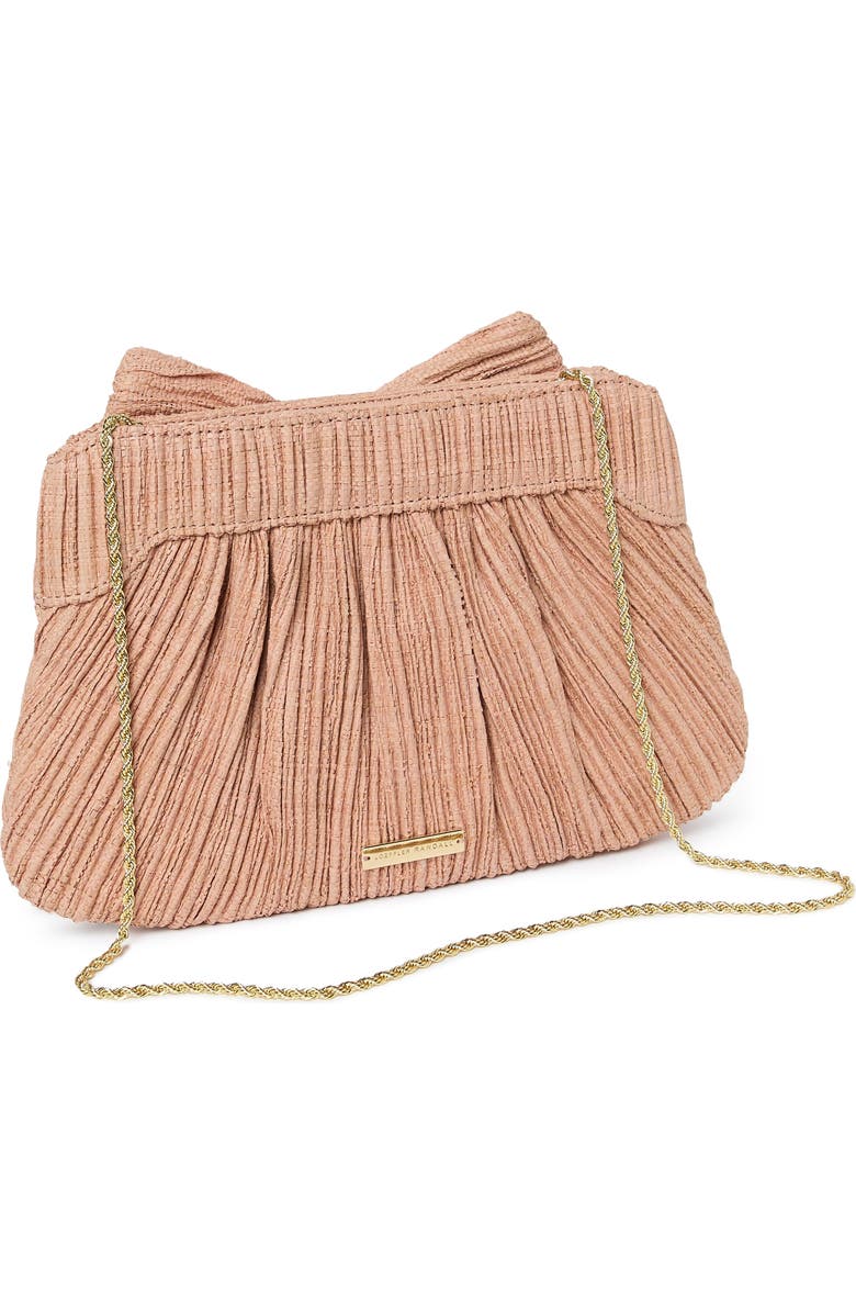 Loeffler Randall Rayne Raffia Pleated Bow Clutch, Alternate, color, Blush