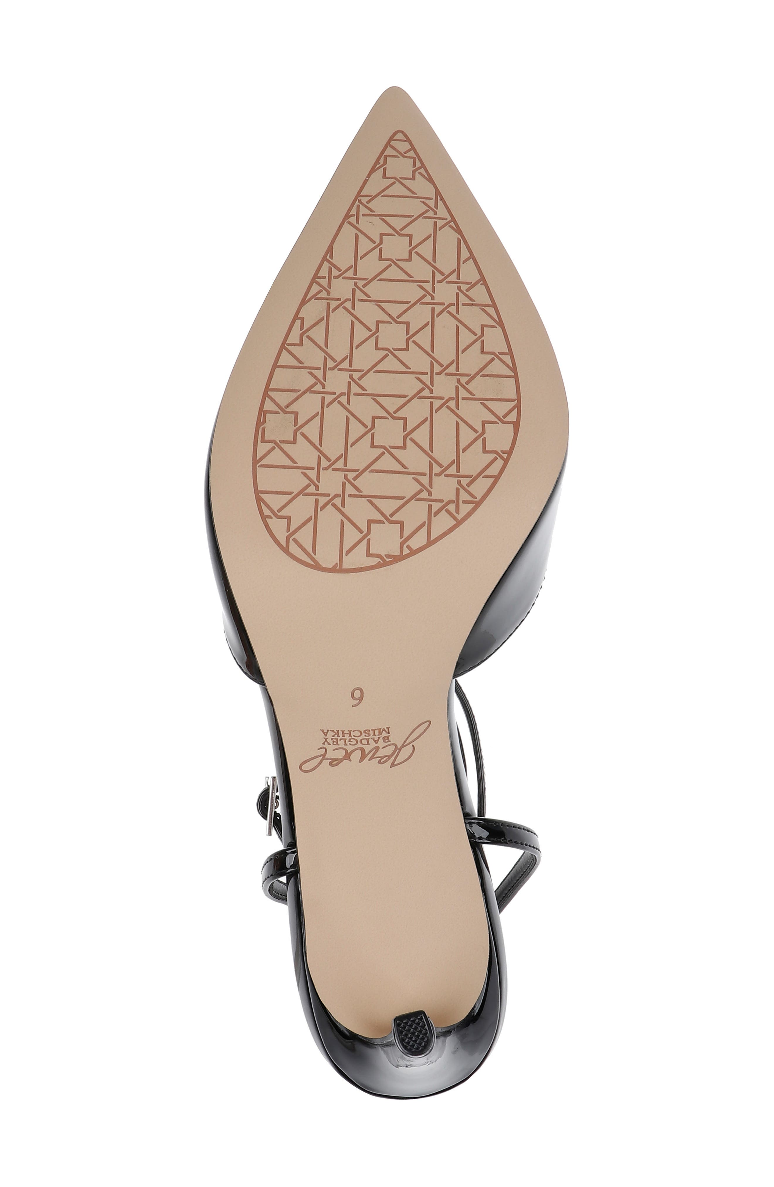 Jewel Badgley Mischka Kynlee Ankle Strap Pointed Toe Pump, Alternate, color, Black Patent