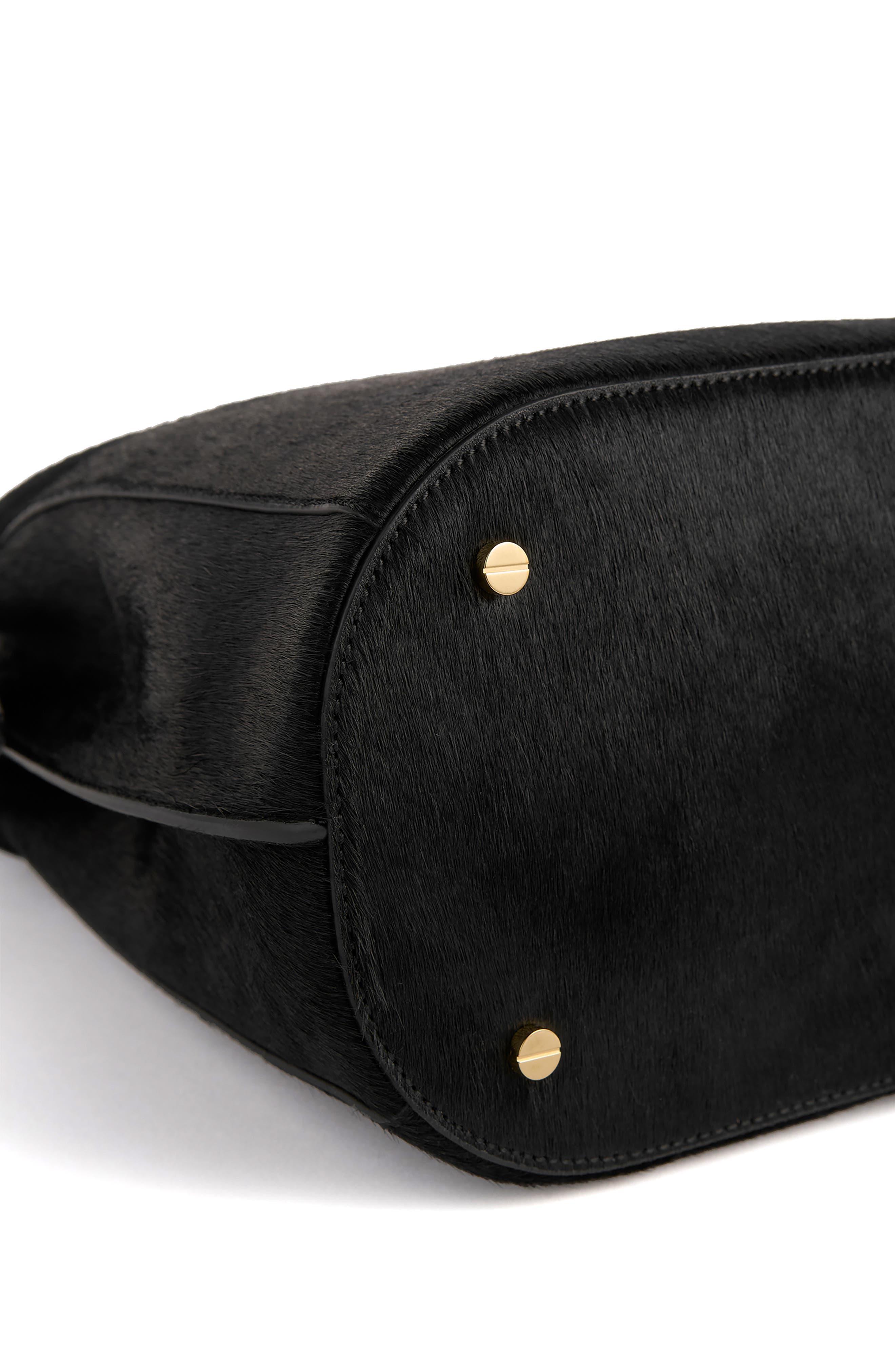 TOTEME Belted Genuine Calf Hair Bucket Bag, Alternate, color, Black