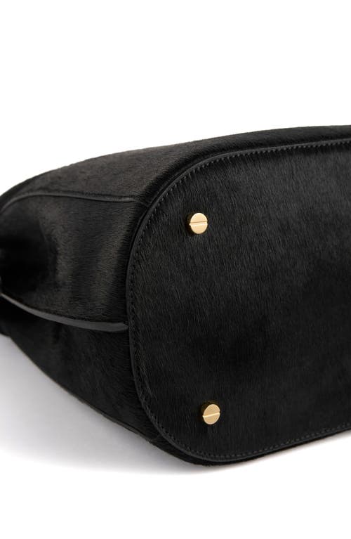 Totême Toteme Belted Genuine Calf Hair Bucket Bag In Black