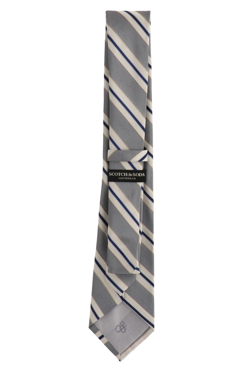 Scotch & Soda Wide Stripe Tie, Alternate, color, Silver Navy
