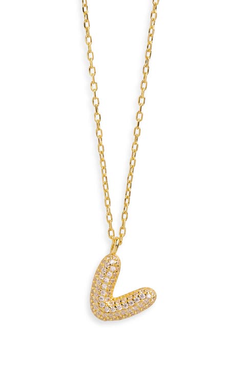 Cubic Zirconia Bubble Inital Pendant Necklace