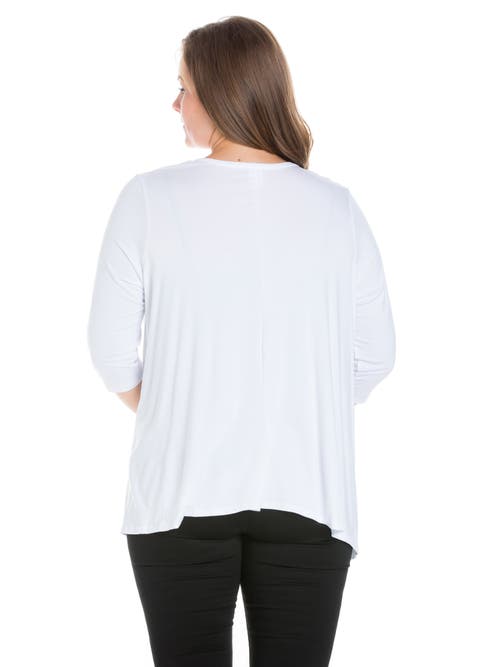 24seven Comfort Apparel Elbow Length Sleeve Open Cardigan In Multi