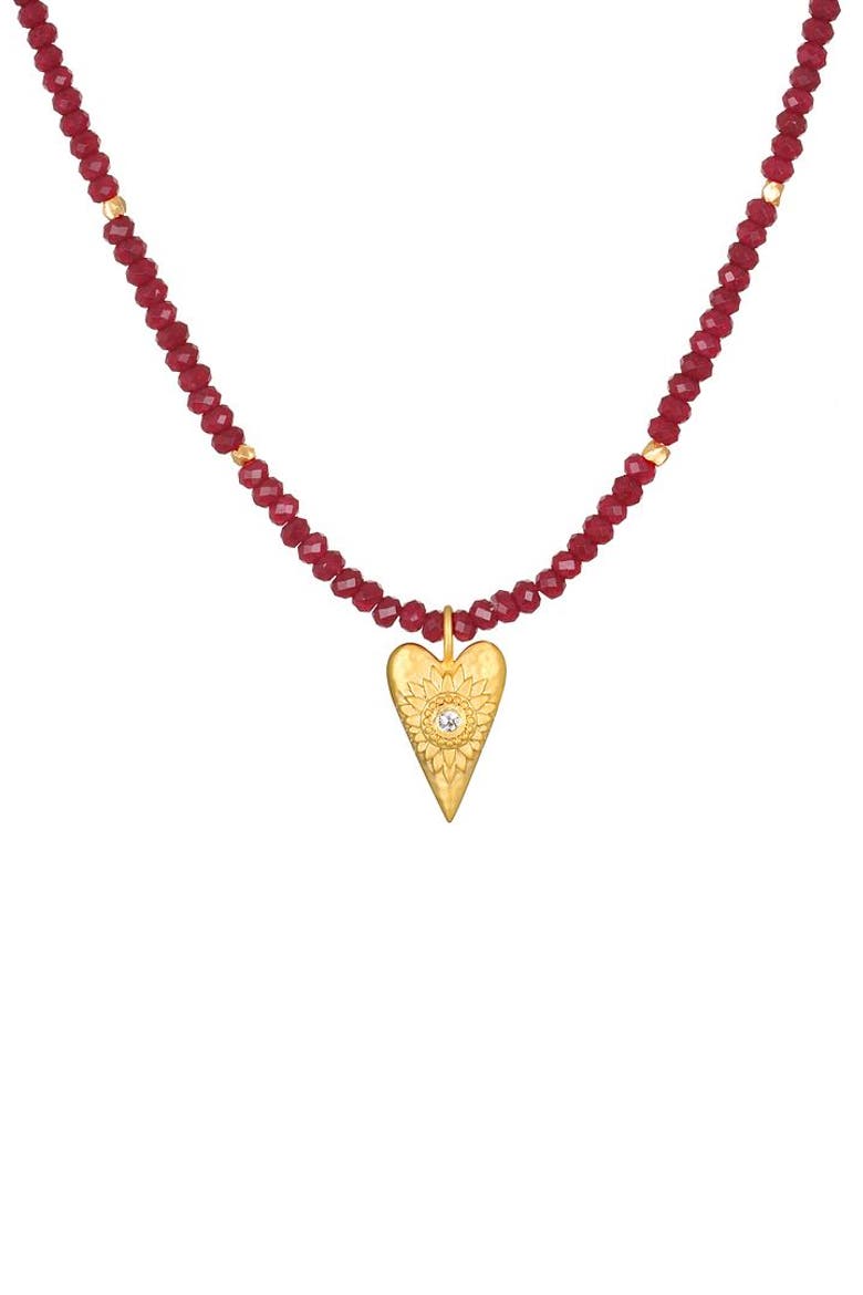 Healing Heart Red Onyx Heart Necklace, Main, color, Red