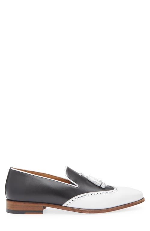 Mezlan Jucar Wingtip Tassel Loafer In White/black