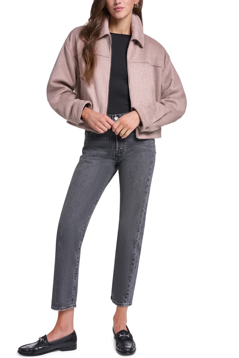 Zip Front Wool Blend Jacket, Alternate, color, TAUPE