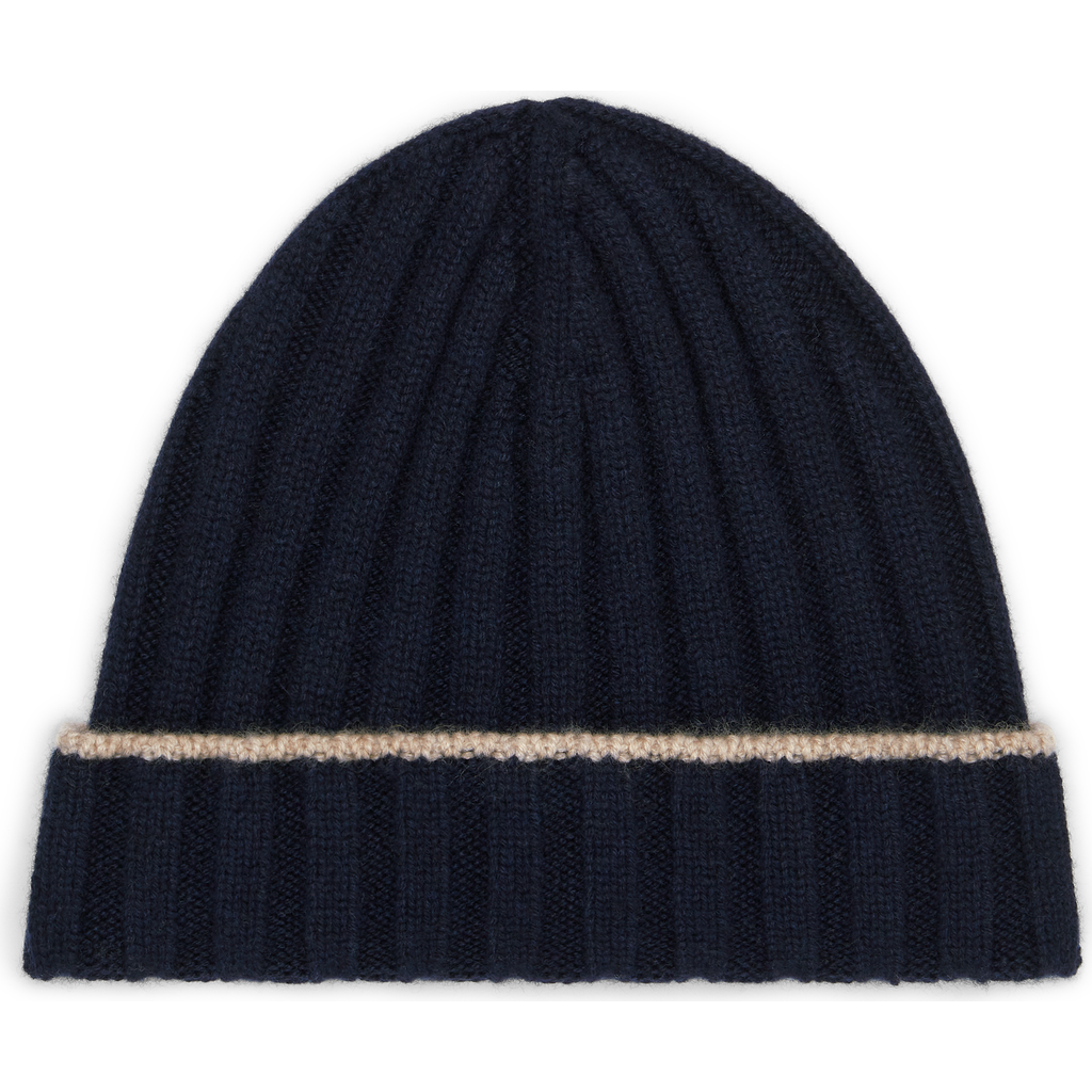Brunello Cucinelli Cashmere Rib Knit Beanie In Navy Blue