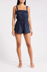 WAYF Tie Waist Stretch Cotton Romper