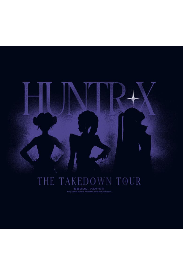 Girl's KPop Demon Hunters The Takedown Tour Silhouette  Graphic T-Shirt, Alternate, color, Navy Blue