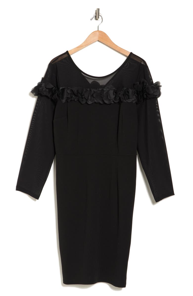 BY DESIGN Rosette Long Sleeve Dress, Alternate, color, Black