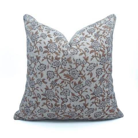 Mriygnani Boho Block Print Jute Linen Sofa Pillow Cover